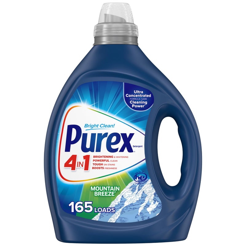 Purex 4-in-1 Laundry Detergent Liquid, Mountain Breeze, 82.5 oz, 165 Loads, Ultra Concentrated Laundry Detergent, Brightens & Whitens - Image 1
